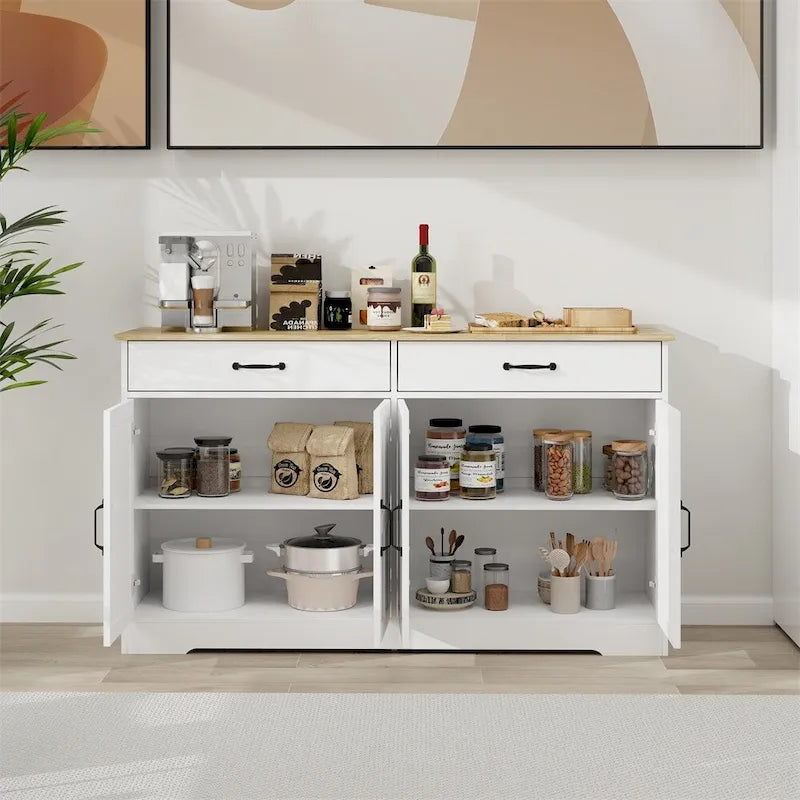 Rustic Farmhouse Sideboard Buffet Cabinet with 2 Drawers and 4 Doors for Storage - image 3