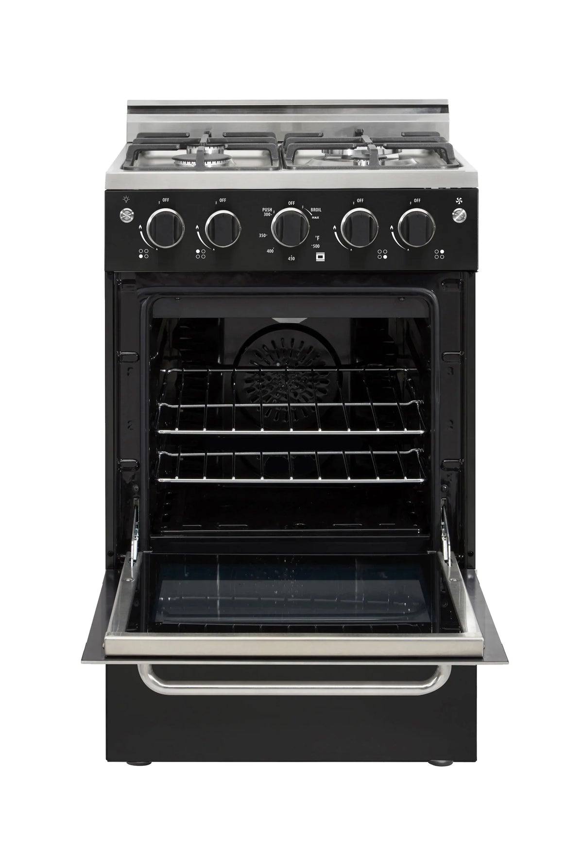 Prestige 20 in. 1.6 cu. ft. Gas Range with Convection Oven and Sealed Burners in Midnight Black - image 2