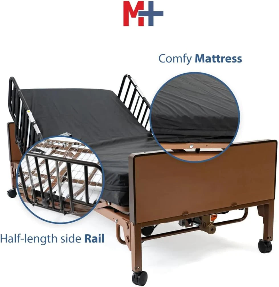 Fully Electric Hospital Bed Set, Foam Mattress, Half Rails - image 5