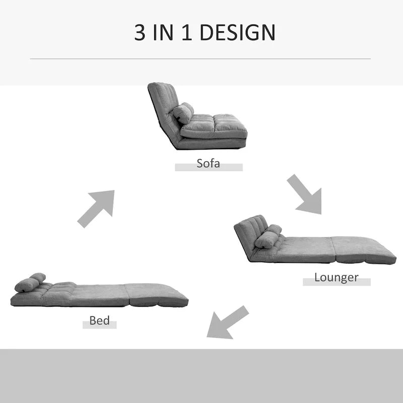 Versatile Floor Sofa Chair with 2 Cushions and Adjustable Backrest - image 5