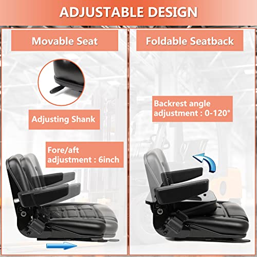 Universal Fold Down Forklift Seat, Micro Switch, Armrest And Safety Belt, for Tractor - image 5
