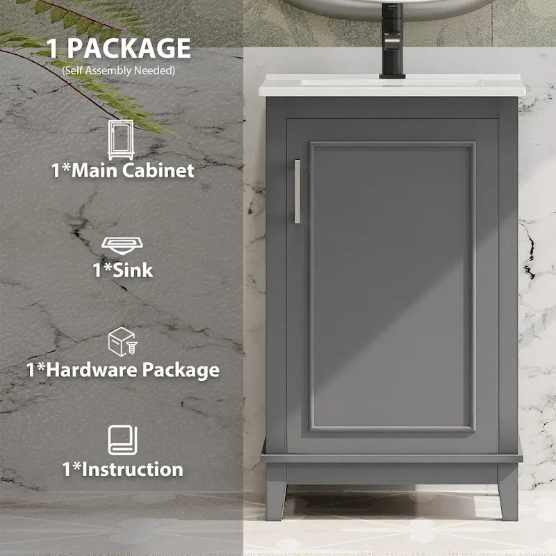 Contemporary 20-Inch Compact Bathroom Vanity Cabinet with Ceramic Sink - image 12