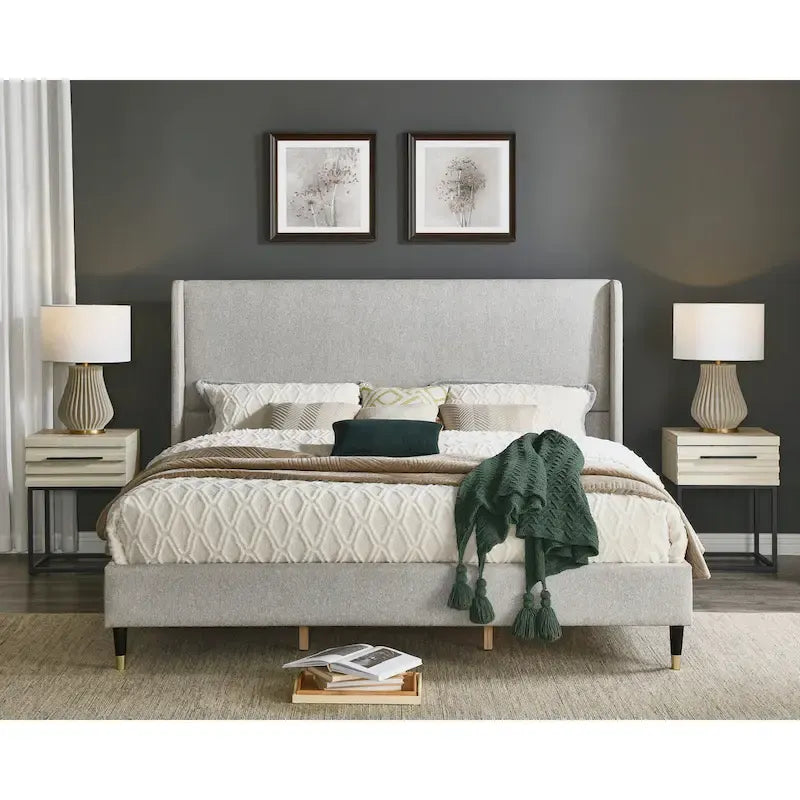 Roundhill Furniture Rozitta Upholstered Wingback Bed with Platform Design - image 31