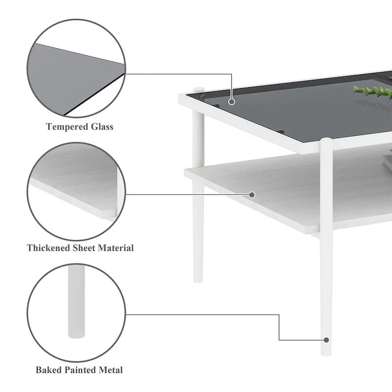 Modern Rectangular Coffee Table with Tempered Glass Surface for Living Room - image 27