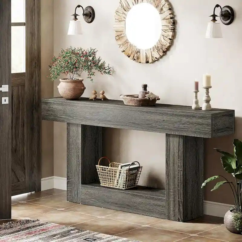 Rustic 2-Tier Entryway Table for Living Room, Hallway, and Foyer - image 21