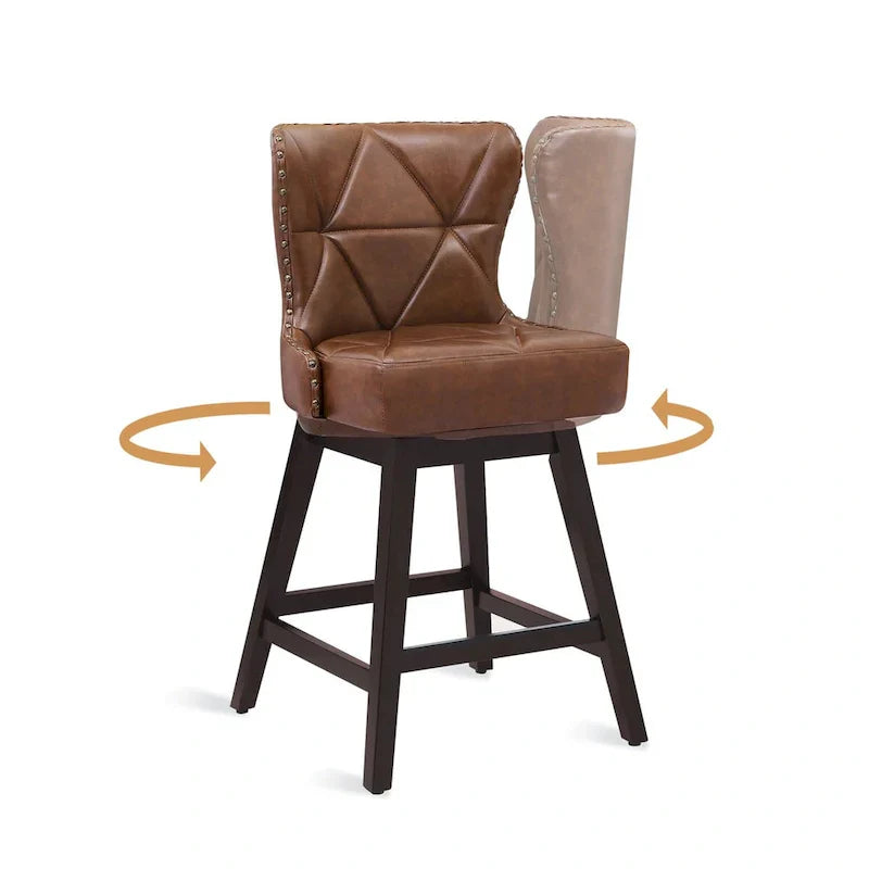 LUE BONA Set of 4 Mid-Century Modern 26-Inch Swivel Counter Stools with Faux Leather and Fabric Upholstery for Kitchen Island - image 13