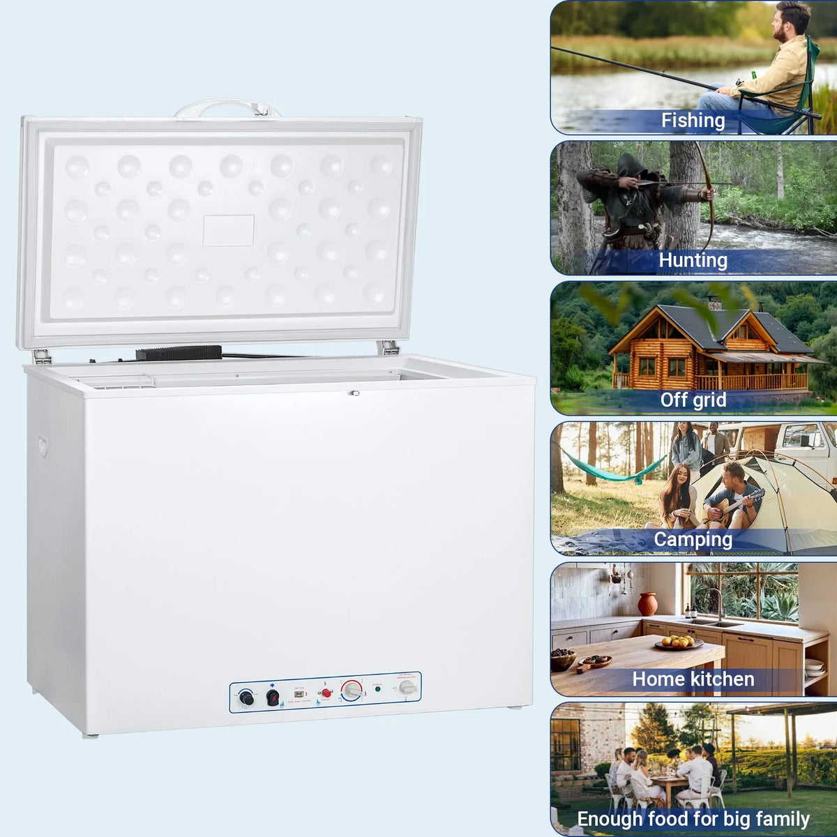 7 Cu ft Chest Freezer, LPG/110v 2 Way Propane Off Grid Lock and Top Open Door Outdoor Camping White - image 3