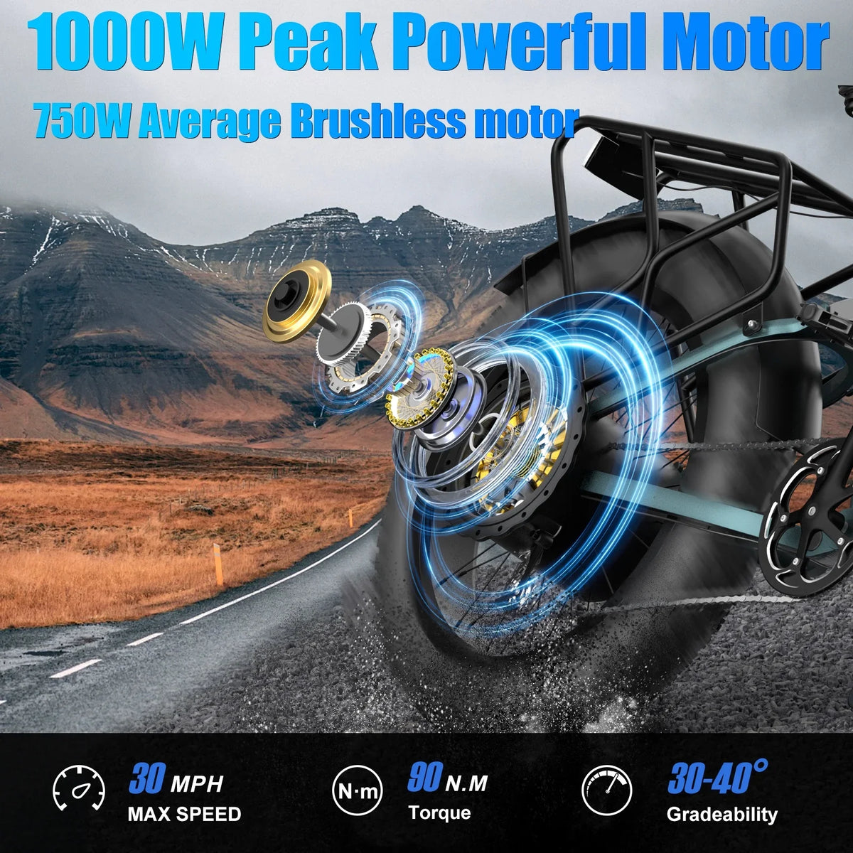 Electric Bike for Adults 26'', 1000W E - Mountain Bike 48V 30/20ah UL2849 Removable Battery, Fat Tire Ebike up to - image 23