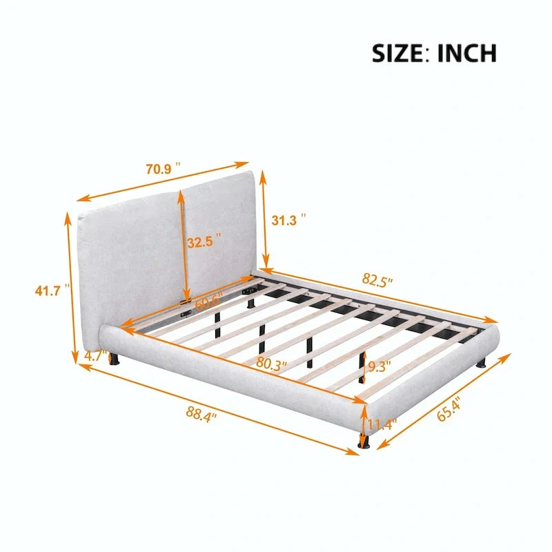 Queen Platform Bed with Dual Oversized Headrests - image 4