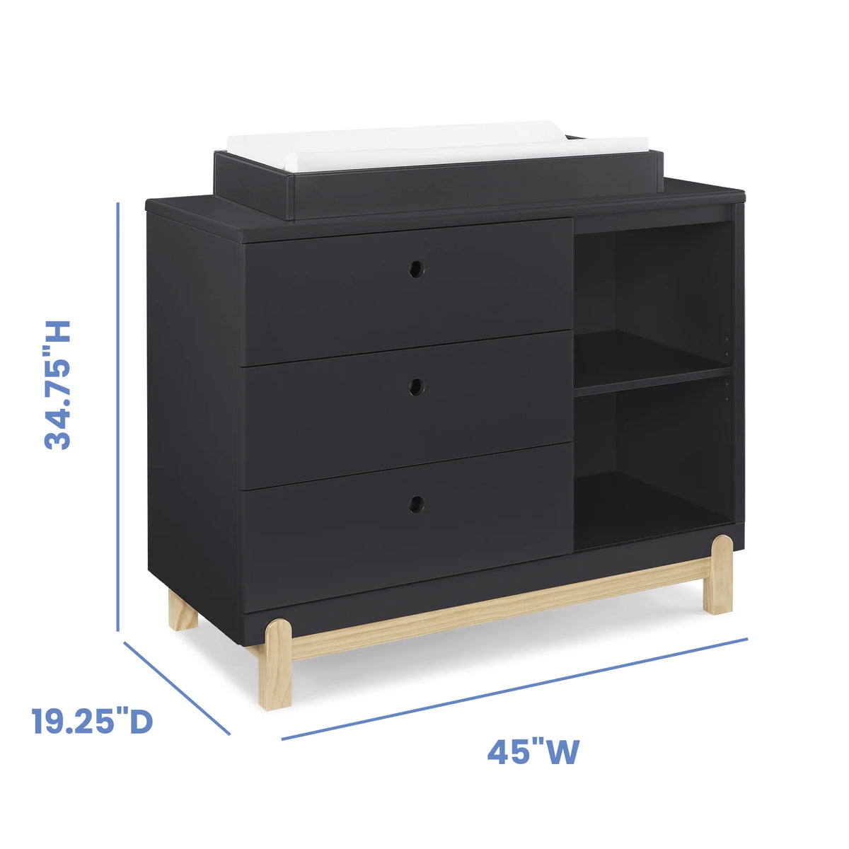 Delta Children Poppy 3 Drawer Dresser with Cubbies and Interlocking Drawers, Bianca White/Natural - image 14