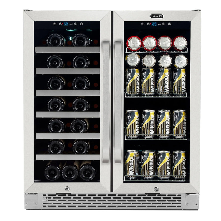 30?Built-in French Door Dual Zone 33 Bottle Wine Refrigerator 88 Can Beverage Center - image 1