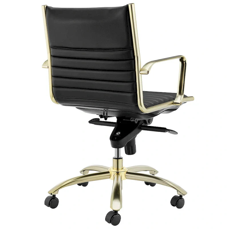 Dirk Black Low Back Office Chair with Matte Brushed Gold Base - image 5