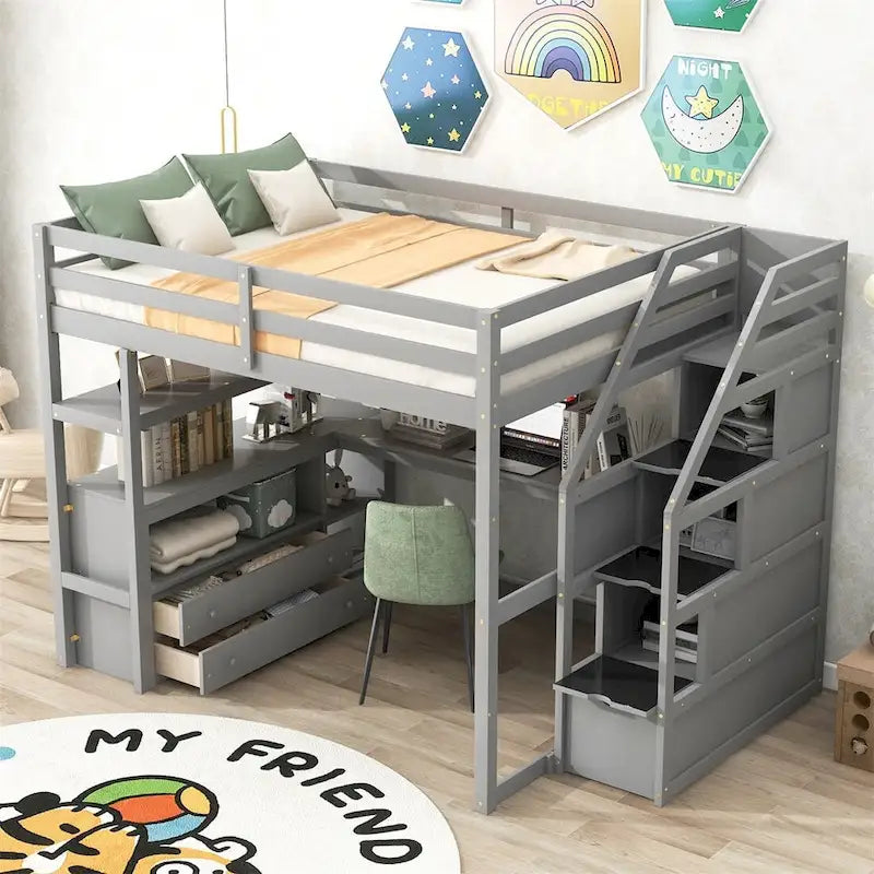 Merax Loft Bed with Integrated Desk and Storage Shelves - image 19