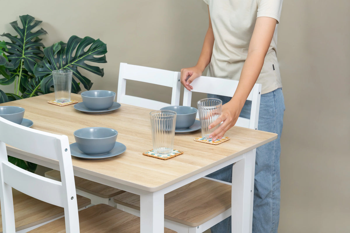Mainstays 5-Piece Dining Set, 1 Table and 4 Chairs, White, MDF and Rubberwood, Indoor, 46" L x 29" W x 30" H Table - image 8