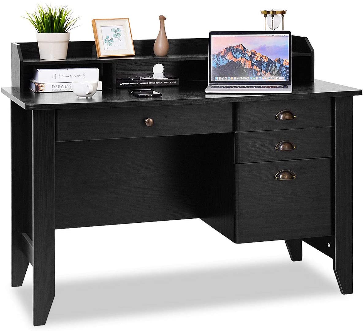 Giantex Computer Desk with 4 Storage Drawers & Hutch - image 3