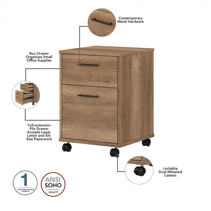 Bush Furniture Key West 60-Inch L-Shaped Desk with Rolling File Cabinet - image 35