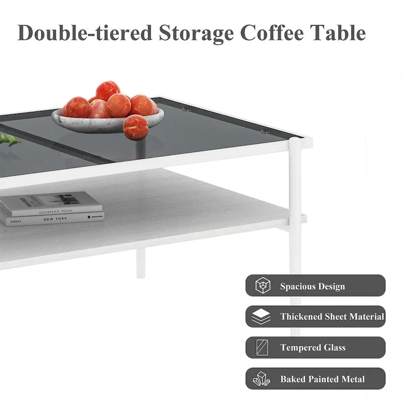 Modern Rectangular Coffee Table with Tempered Glass Surface for Living Room - image 28