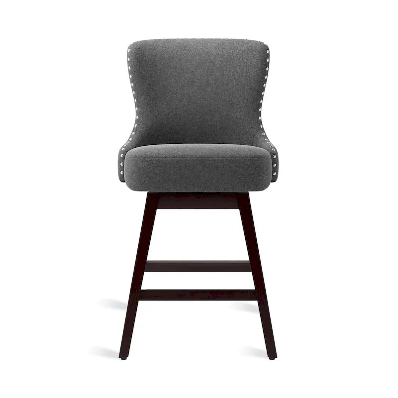 LUE BONA Set of 4 Mid-Century Modern 26-Inch Swivel Counter Stools with Faux Leather and Fabric Upholstery for Kitchen Island - image 2