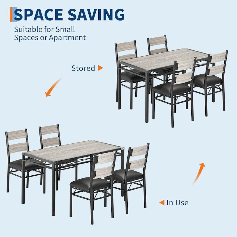 5-Piece Dining Table Set for 4 – Space-Saving Kitchen Set with Upholstered Chairs - image 12