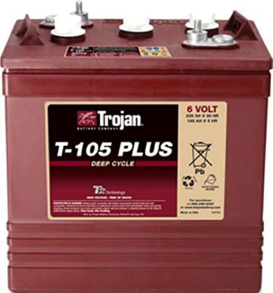 Trojan T - 105 Plus 6 Volt (Pack of 4) Deep Cycle Golf Cart Batteries, Rechargeable - image 1
