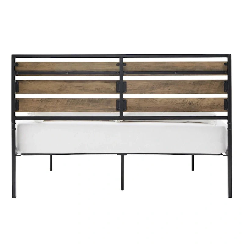 Aabira Low Profile Metal Platform Bed with Wooden Finish Panels by iNSPIRE Q Classic - image 18