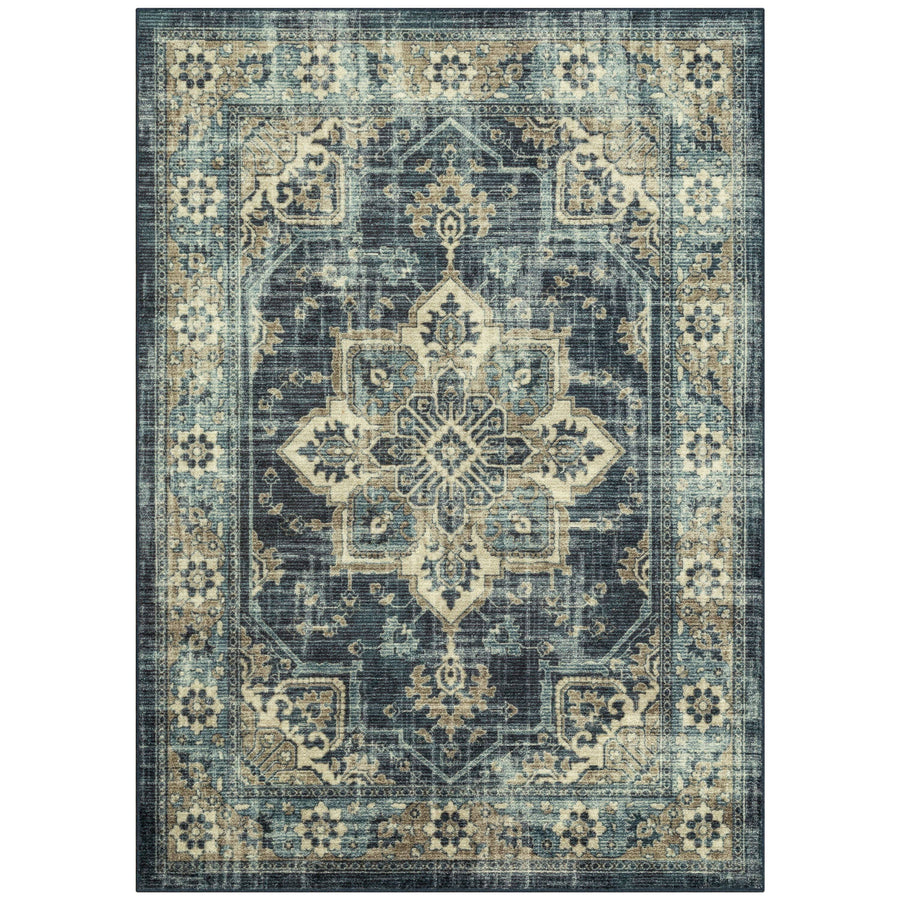 Mainstays Distressed Vintage Blue Persian Indoor Area Rug, 5x7 - image 1