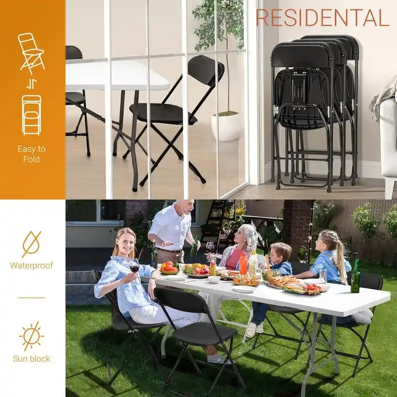 Set of 4 Portable Stackable Plastic Folding Chairs with Steel Frame for Indoor and Outdoor Events - image 6
