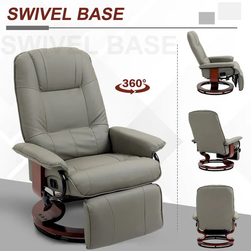 HomCom Faux Leather Adjustable Manual Swivel Base Recliner Chair with Comfortable and Relaxing Footrest - image 21