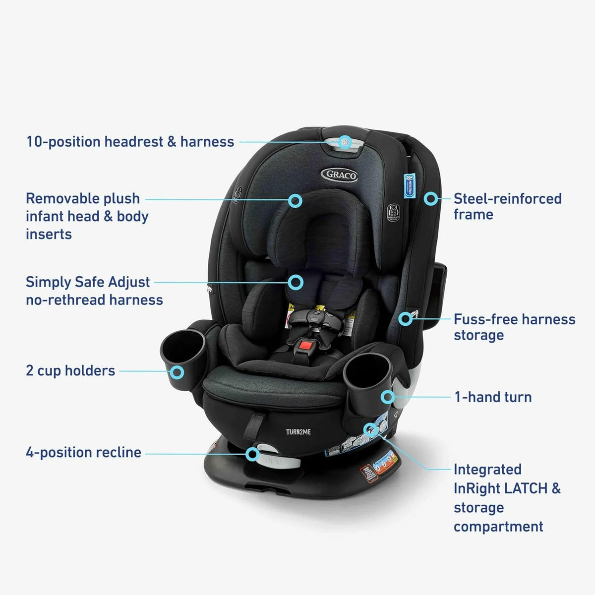 Graco Turn2Me 3-in-1 Rotating Convertible Car Seat, Cambridge - image 7