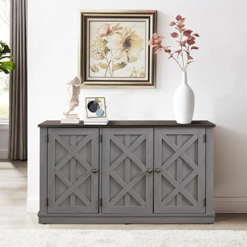 48-Inch Rustic Wood Buffet Cabinet with 3 Doors - Generous Storage Space - image 2