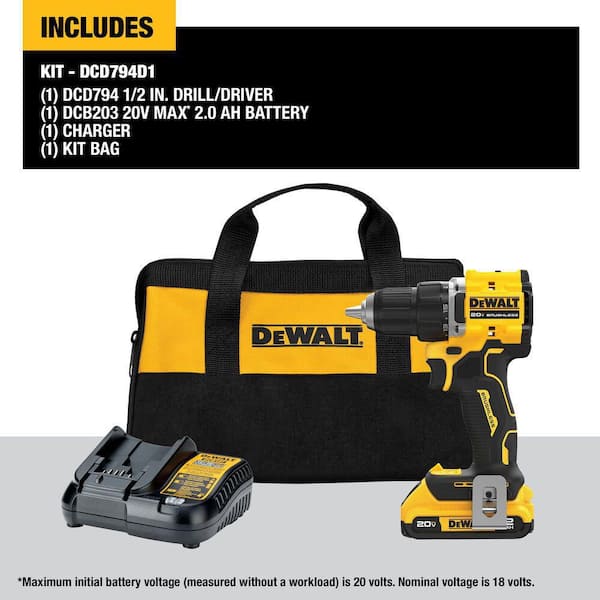 ATOMIC 20-Volt Lithium-Ion Cordless Compact 1/2 in. Drill/Driver Kit with 2.0Ah Battery, Charger and Bag - image 12
