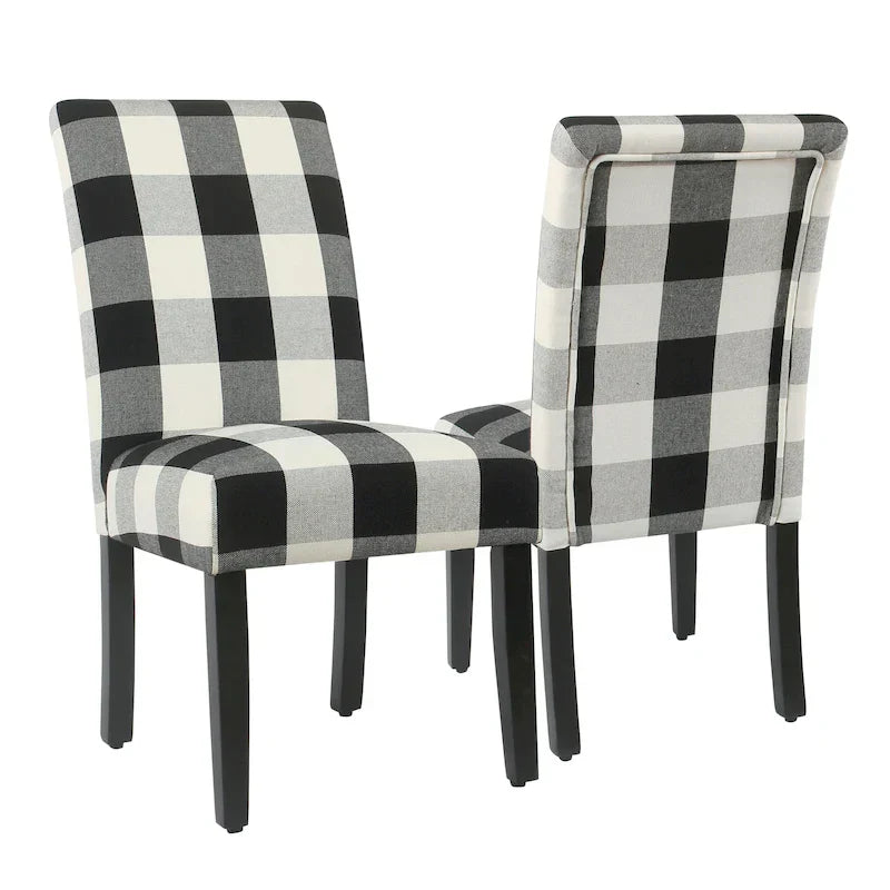 Set of 2 HomePop Black Plaid Parsons Dining Chairs - image 2