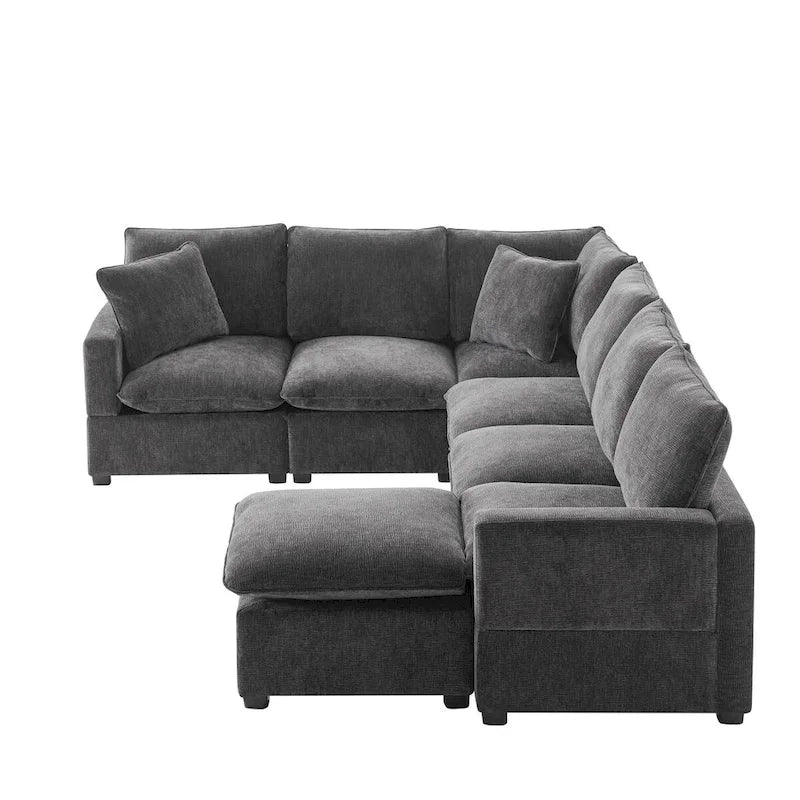 Nestfair Contemporary U-Shaped Modular Sofa Set - 7-Seater Chenille Sectional Couch with 2 Included Pillows - image 8