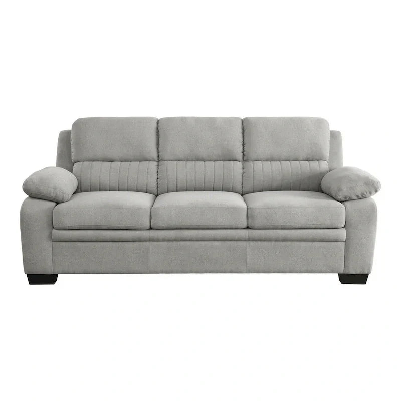 80-Inch Hugh Sofa - Gray Polyester Upholstery, Soft Foam Cushions, Sturdy Solid Wood Frame - image 3