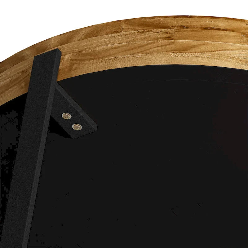 33.86" Modern Retro Round Coffee Table with Cross-Leg Base and Wooden Splicing Design - image 9
