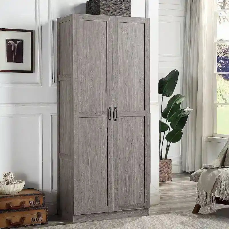 Modern Storage Wardrobe Cabinet with Doors and Multi Compartment Shelves - image 2