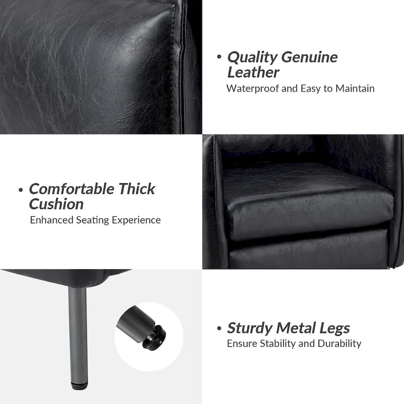 Set of 2 Jaime Modern Vegan Leather Accent Chairs with Metal Legs by HULALA HOME - image 30