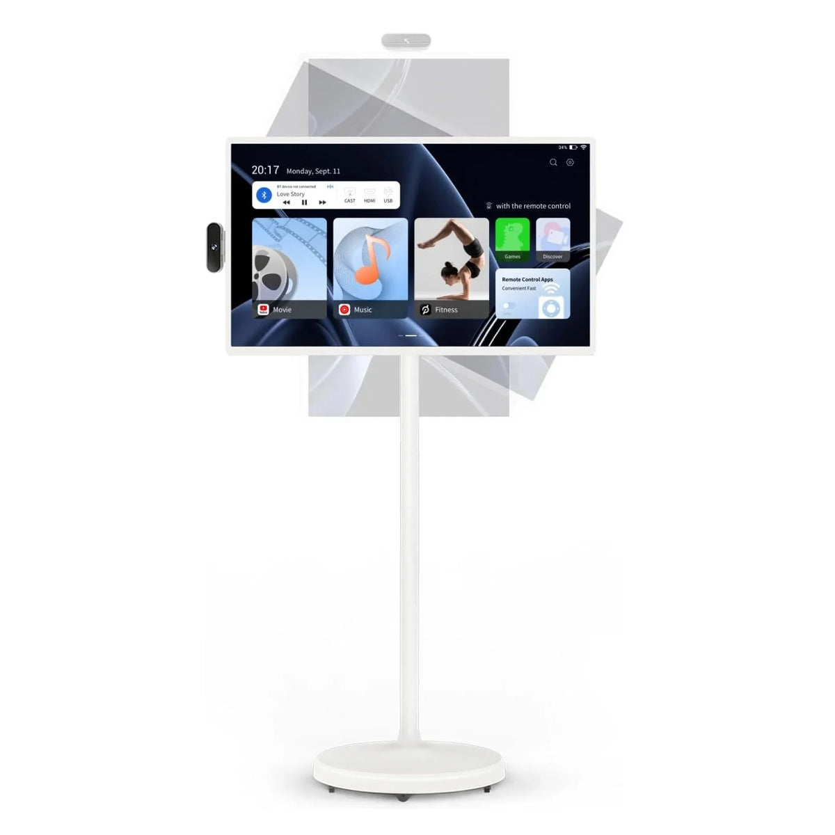 32-Inch Portable TV, 1080P FHD Rolling TV on Wheels with Rotatable Touch Screen, Android 13 OS, 8G RAM+128G Storage, Built-in Battery, Full Swivel Rotation, Voice Remote - image 1