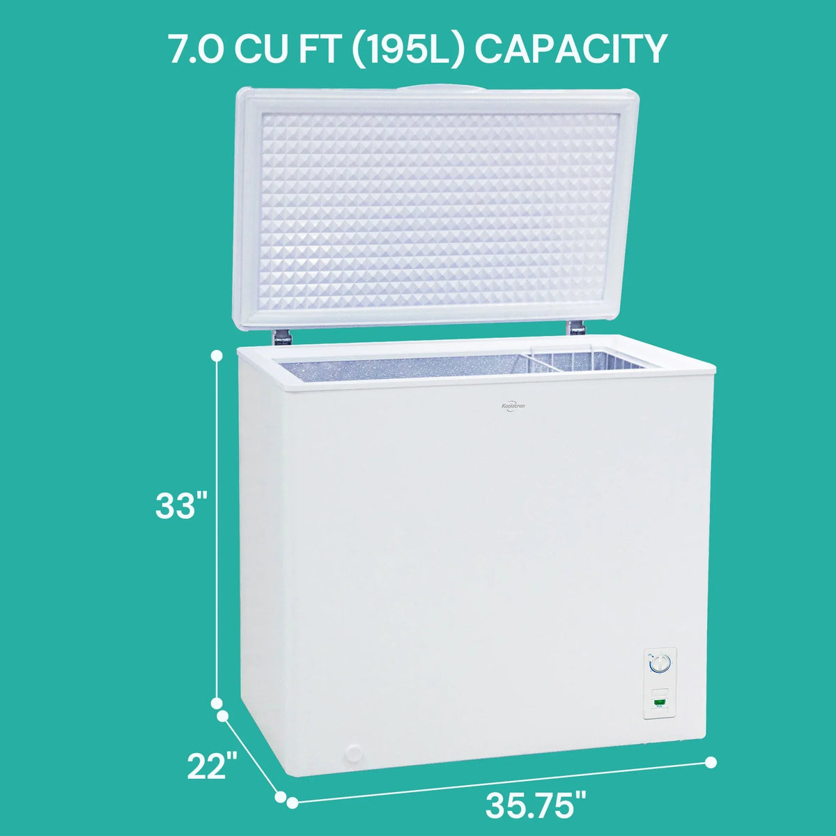 Koolatron Large Chest Freezer, 7.0 cu ft (195L),Manual Defrost Deep Freeze, Storage Basket, Space-Saving Flat Back, Stay-Open Lid, Front-Access Drain, White - image 5